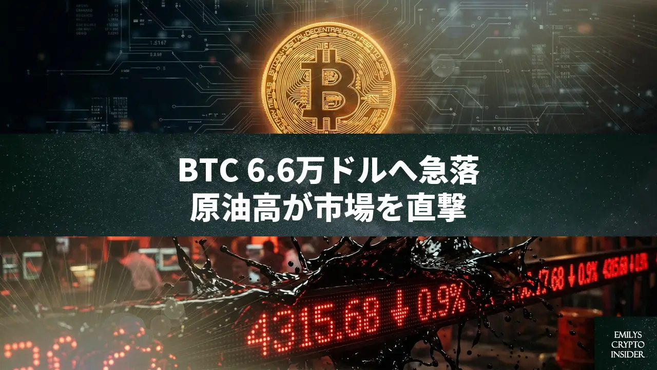 ビットコイン6.6万ドルに急落、原油高とアジア株安が直撃——地政学リスクで「リスクオフ」加速