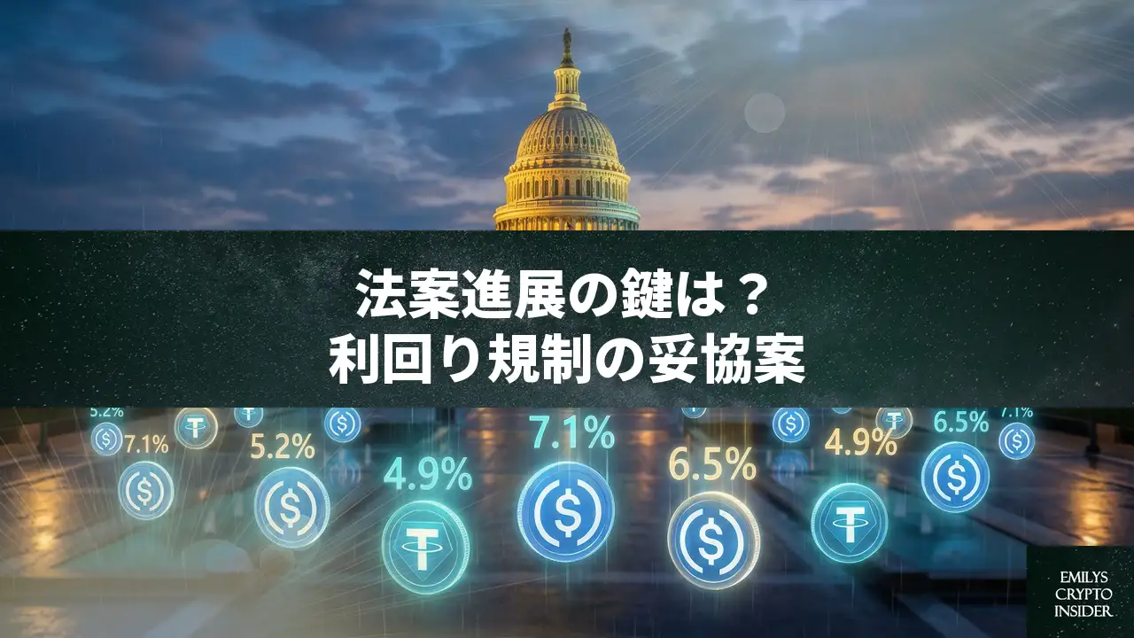 米上院、暗号資産市場構造法案に前進の兆し——ステーブルコイン利回り問題で妥協案か