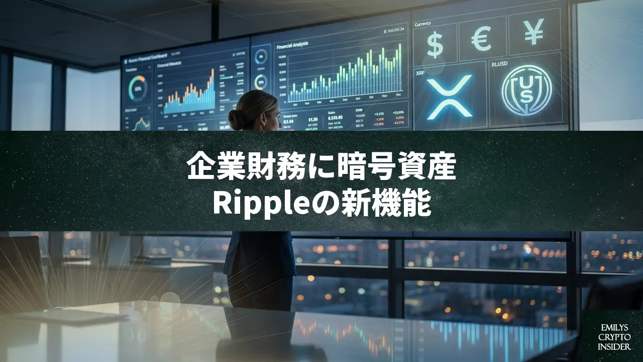 Rippleが企業財務にXRPとRLUSDを統合、GTreasuryベースの新機能でCFOのデジタル資産管理を一元化