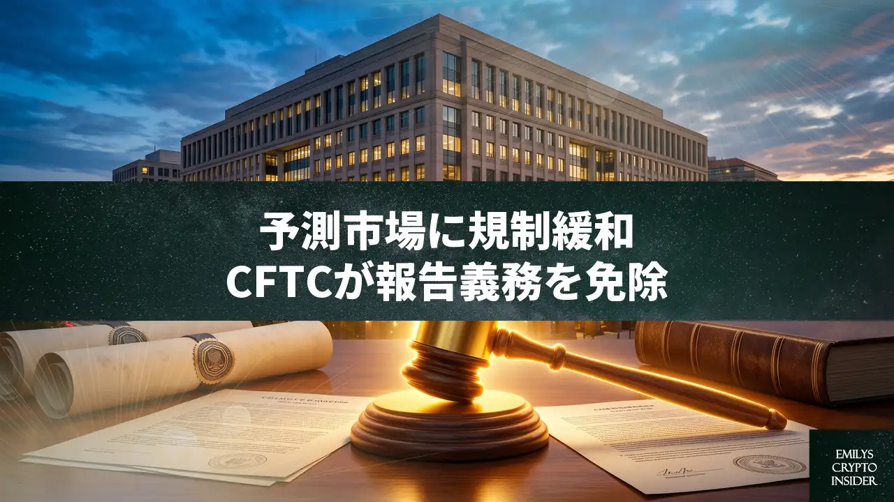 CFTC、予測市場に大規模救済措置。スワップ報告義務を免除