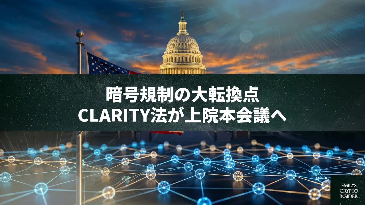 暗号資産CLARITY法が上院通過へ、党派対立と倫理問題が焦点