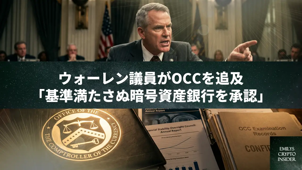 ウォーレン議員、OCCを追及「基準満たさぬ暗号資産銀行を承認」