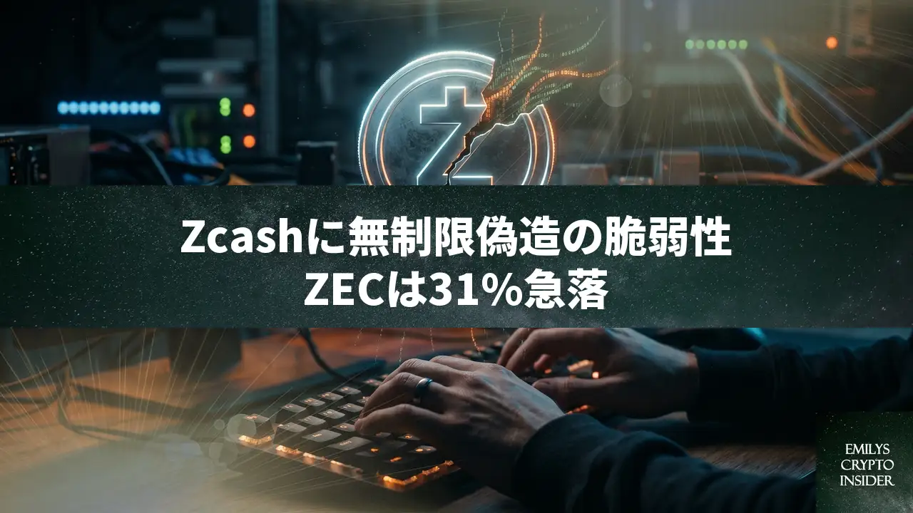 Zcashに偽造可能な重大脆弱性、ZECは31%急落