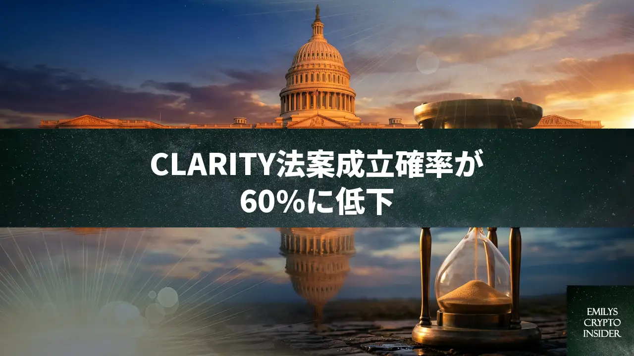 CLARITY法案成立確率60%に低下、Galaxy Digitalが予測下方修正