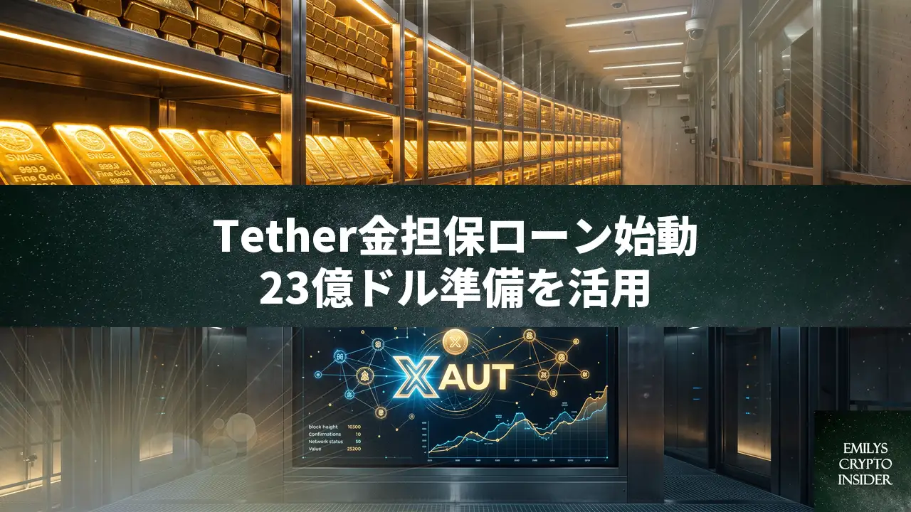 Tetherが23億ドル相当の金を活用、XAUT担保ローンを提供開始へ