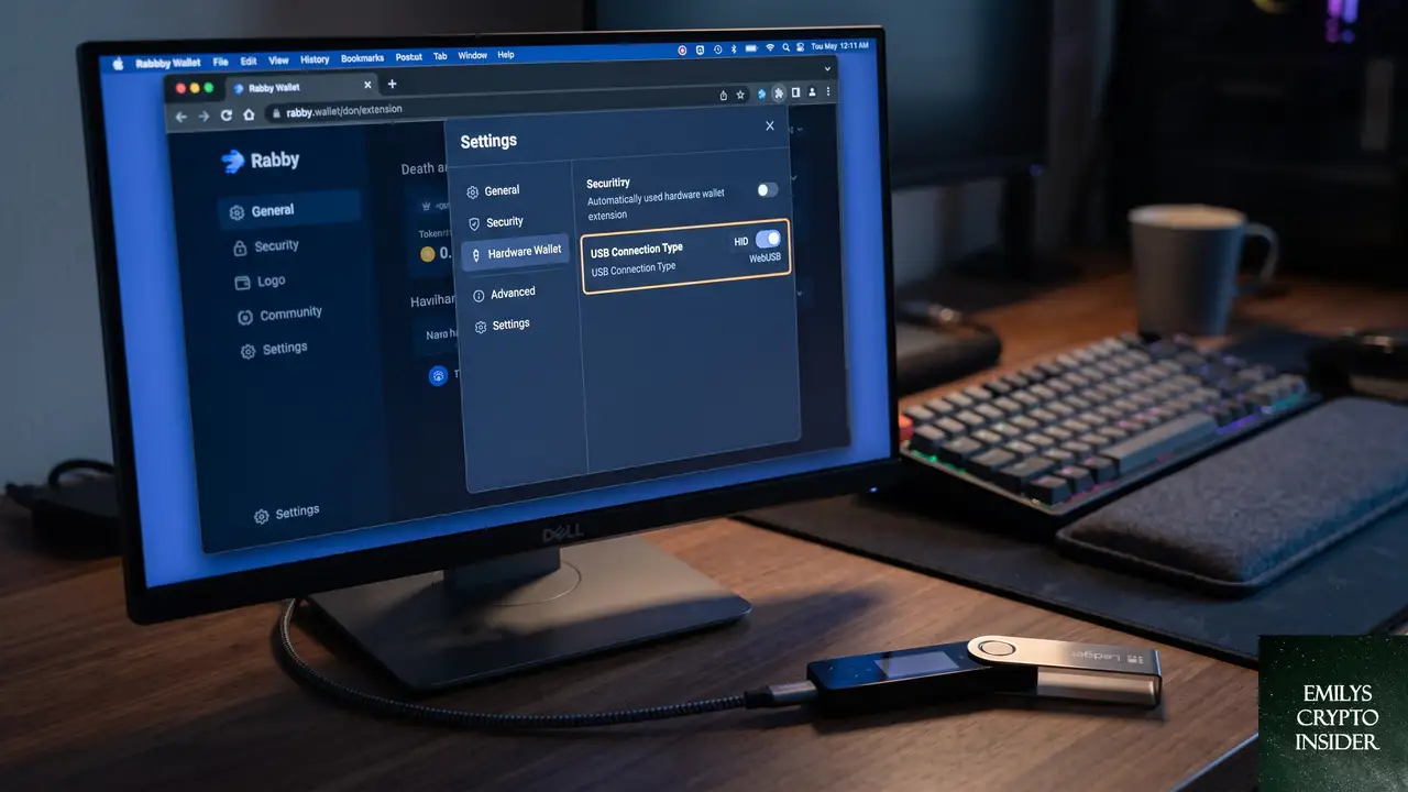 Rabbyウォレット側でUSB-HID接続に切り替える方法