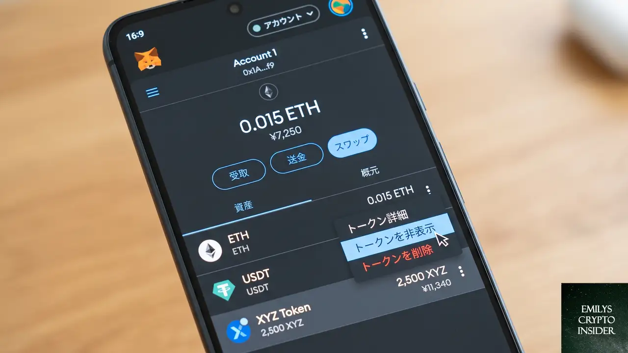 MetaMaskでトークンを非表示にする具体的な操作