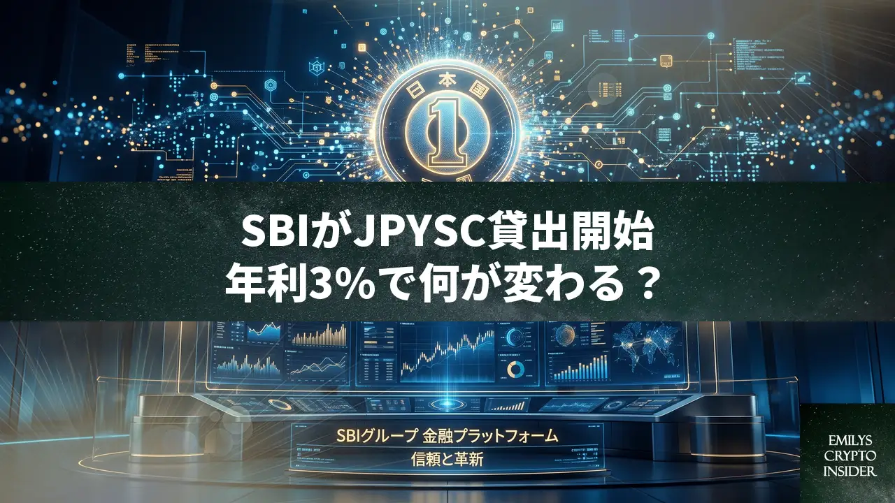 SBI、JPYSCレンディングを今月開始。年利3%、国内初の信託銀行型ステーブルコイン貸出