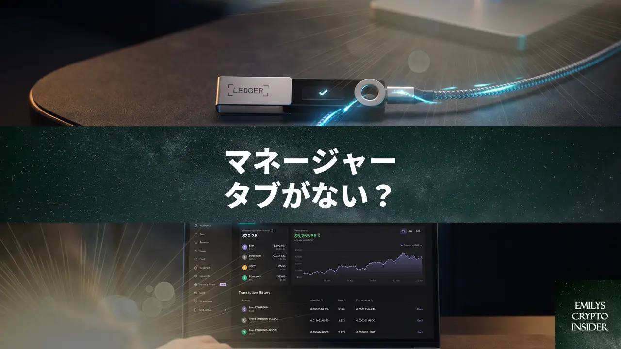 Ledger Liveにマネージャータブがない時の表示場所と見つけ方
