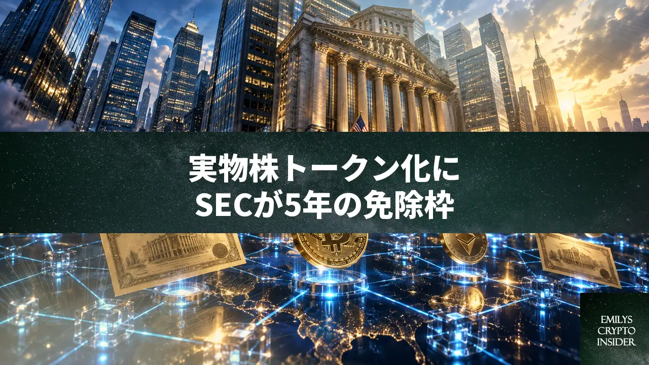 SECが実物株式トークン化に5年免除枠、米国株がブロックチェーンへ