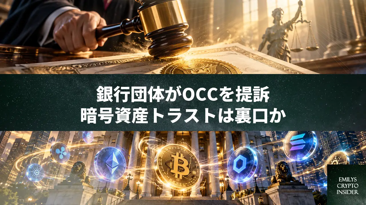 米地域銀行団体がOCCを提訴。暗号資産トラスト免許の「裏口」化を問題視