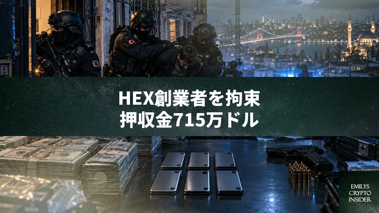 トルコ当局、HEX創業者リチャード・ハート拘束を正式確認。715万ドルと6つのコールドウォレットを押収