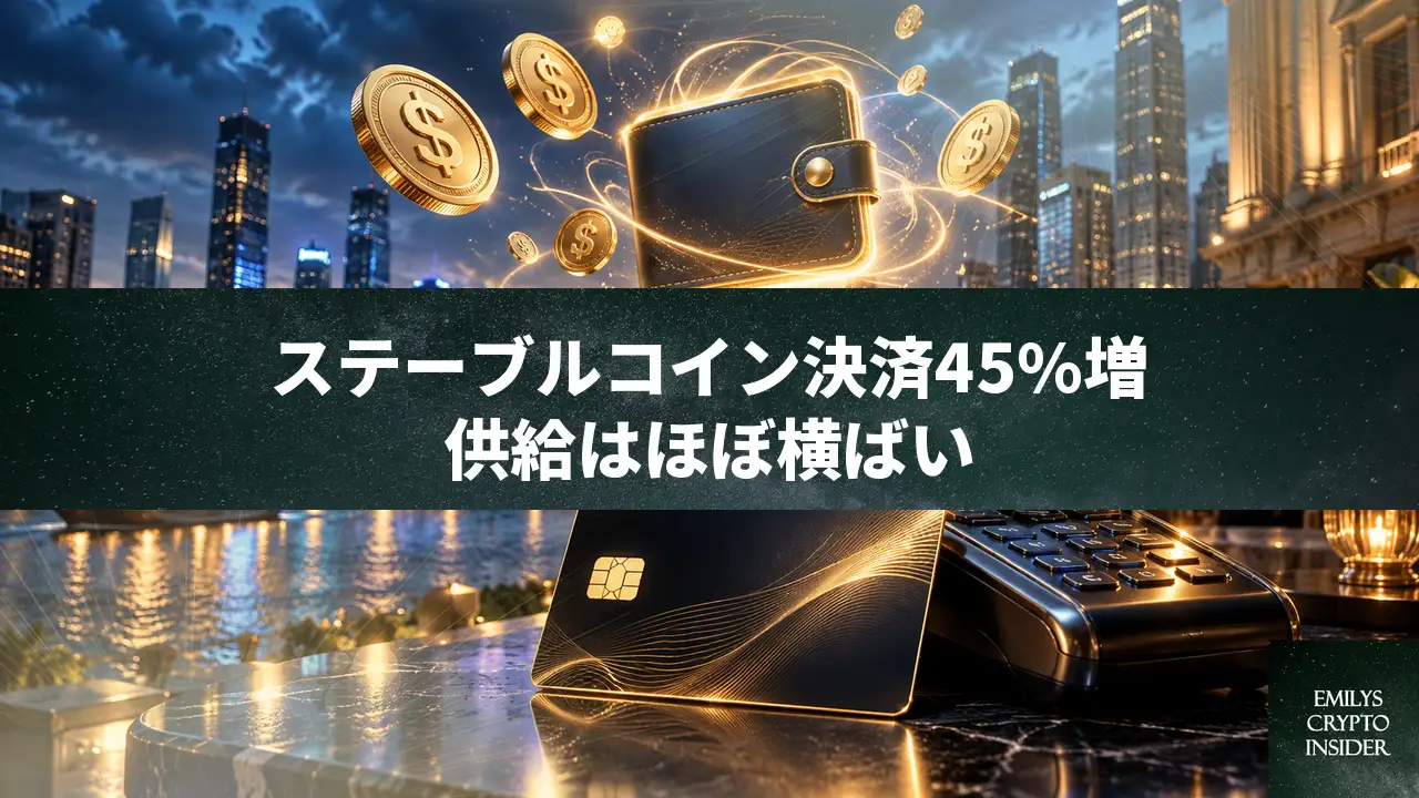 ステーブルコイン供給停滞も決済45%増、Visa・Mastercard・Stripeが暗号資産と現金を接続
