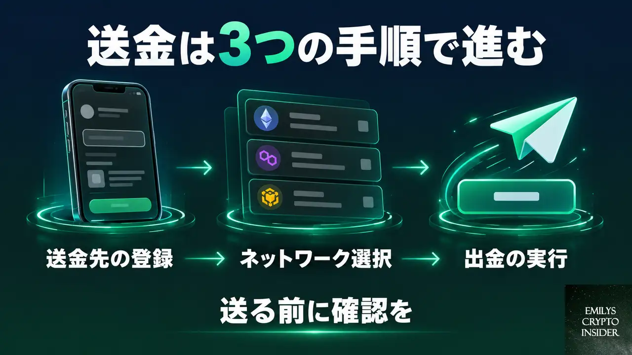 国内取引所から海外送金するやり方は3つの手順で進む