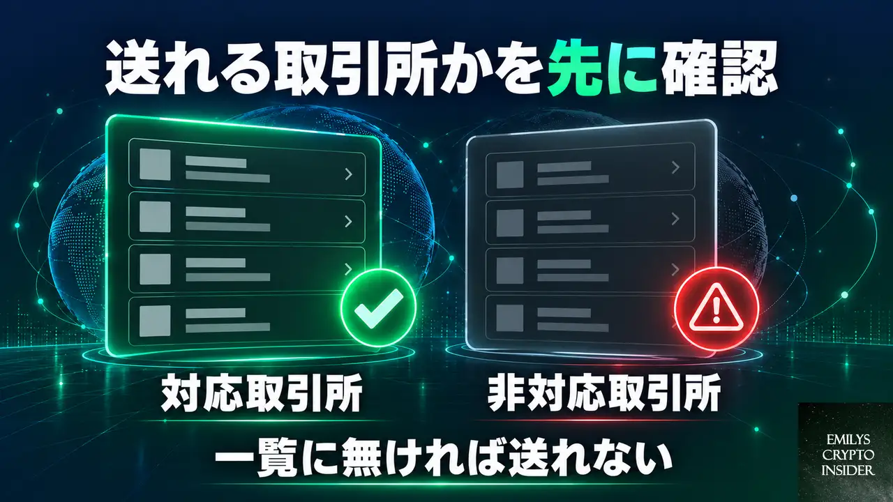 送金先の取引所が送れるかを最初に確認する