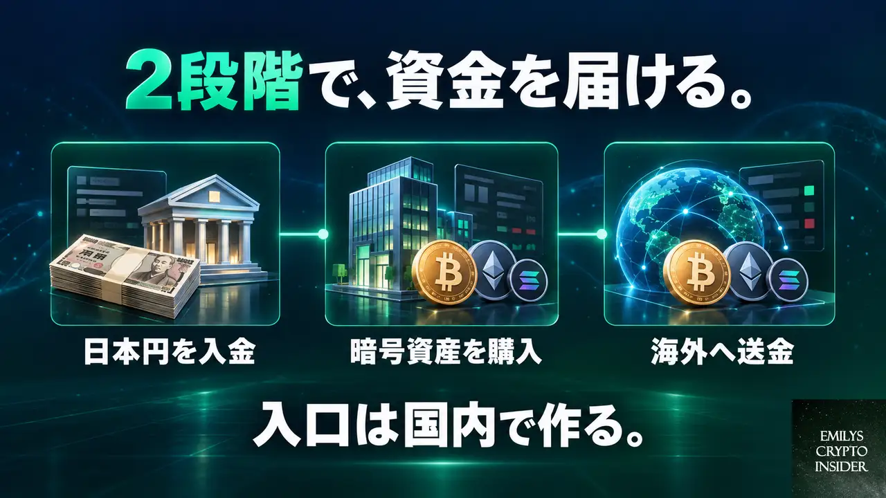 日本円を海外で使える資金に変える2段階の手順