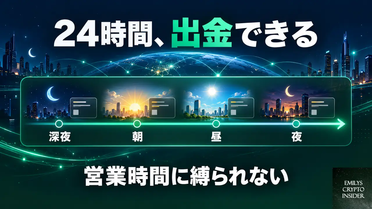 日本円出金が24時間できるとは