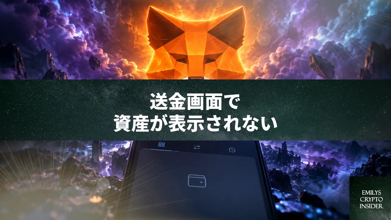 MetaMaskの送金画面に資産が表示されない時の原因と直し方